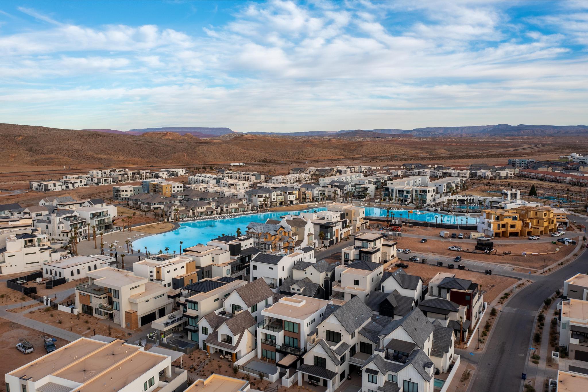 Bird's eye view of a mountain backdrop