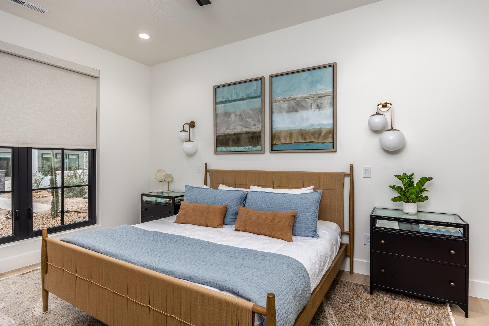 Bedroom with baseboards and recessed lighting