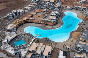 Drone / aerial view of a pool