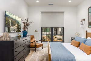 Bedroom with recessed lighting