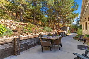 Private backyard with patio, backs to forsest