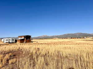 View of mountain background with rural landscape