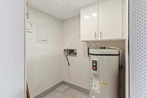 Utilities with water heater and electric panel