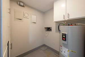 Utilities with water heater and electric panel
