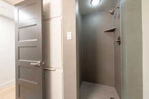 Bathroom with a stall shower