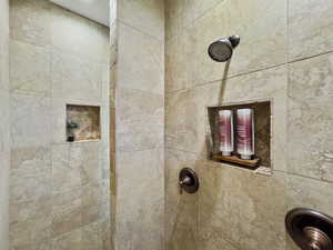 Bathroom view of a tile shower