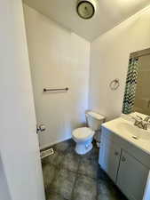 Full bath featuring vanity and a shower with curtain