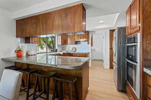 Kitchen with newer stainless steel appliances