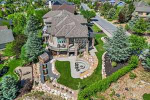 Aerial perspective of suburban area