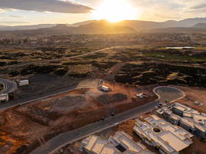 Aerial view at dusk of a mountain view