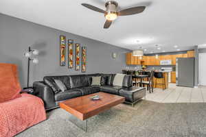 Open concept kitchen and living area