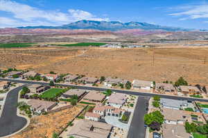 Drone / aerial view of a mountain backdrop