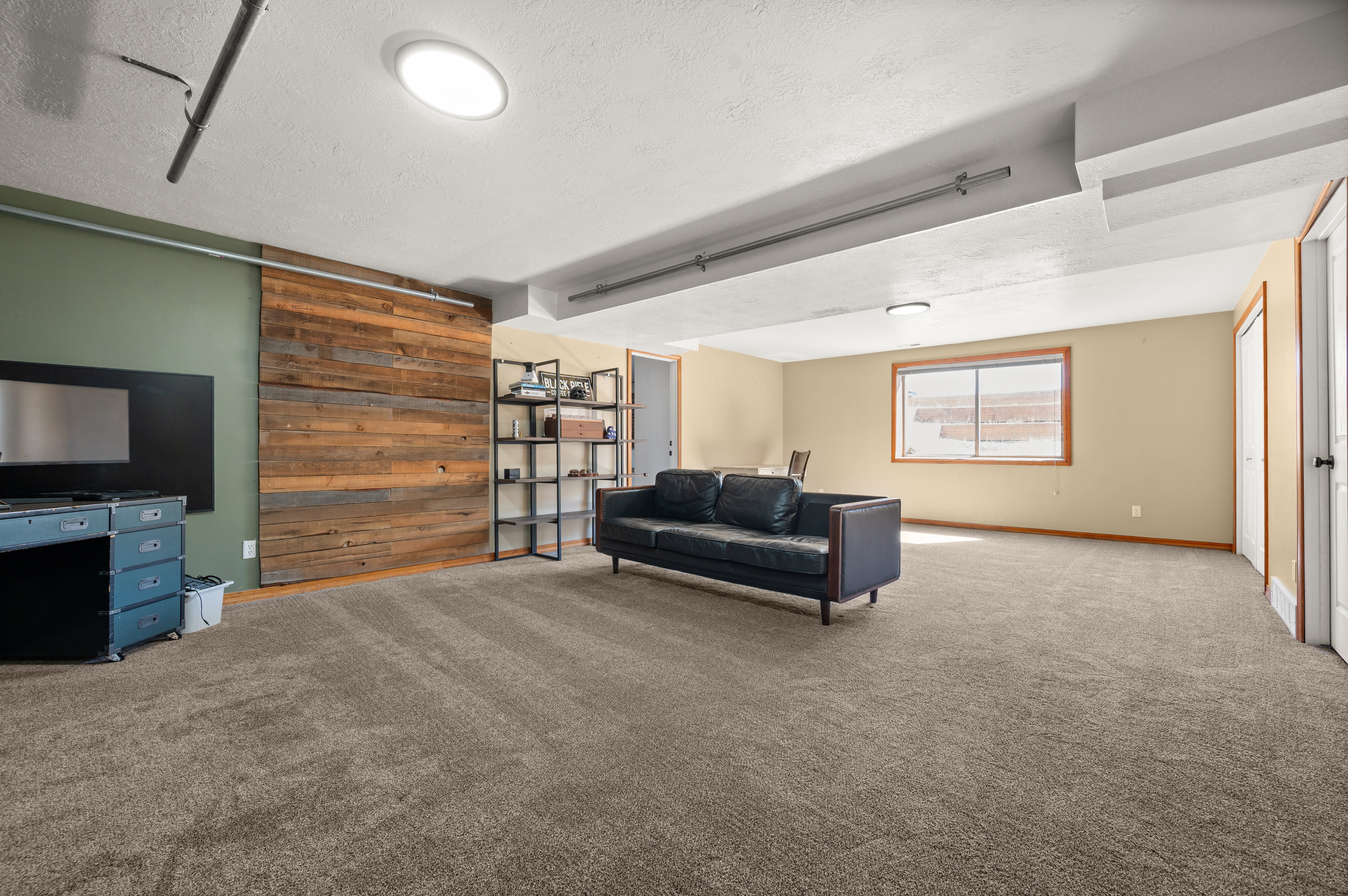 Large lower level living room