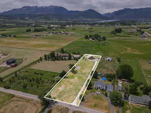 View of rural area with mountains and property boundaries highlighted