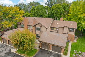 Aerial view of townhome row