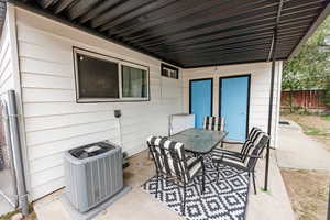 View of patio featuring outdoor dining space and a pergola