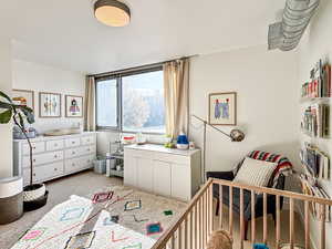 Bedroom featuring carpet