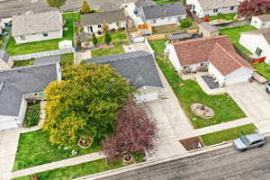Aerial perspective of suburban area