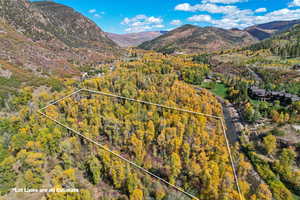 View of mountain backdrop featuring a heavily wooded area