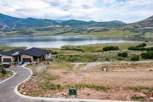 Drone / aerial view of a water and mountain view
