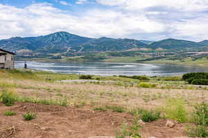View of mountain background with a large body of water