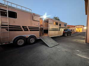 Driveway can accommodate large horse trailers