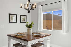 Dining space featuring baseboards