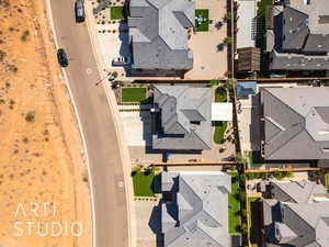 Aerial perspective of suburban area
