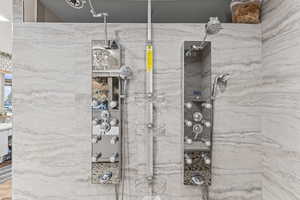 Bathroom view of tiled shower