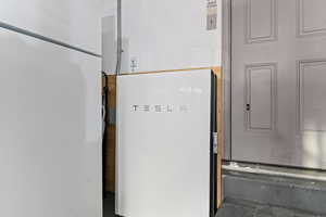 Detailed view of wall-mounted power storage
