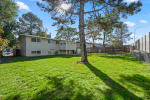 View of fenced backyard