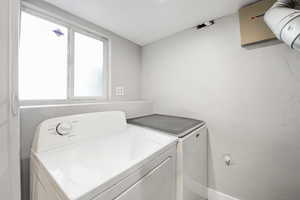 Laundry room with washer and clothes dryer