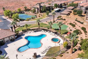 Aerial view of a pool area