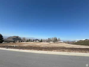 View of asphalt road featuring curbs