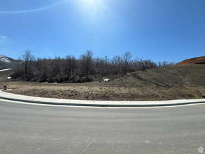 View of asphalt road with sidewalks and curbs