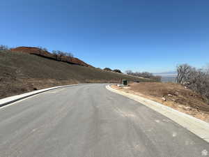 View of asphalt road with curbs