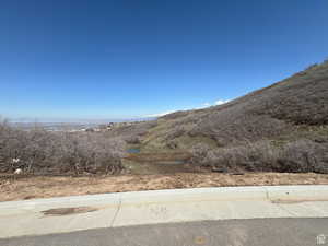 View of mountain background with a large body of water