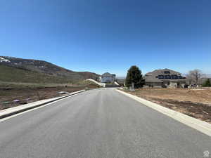 View of asphalt road with curbs