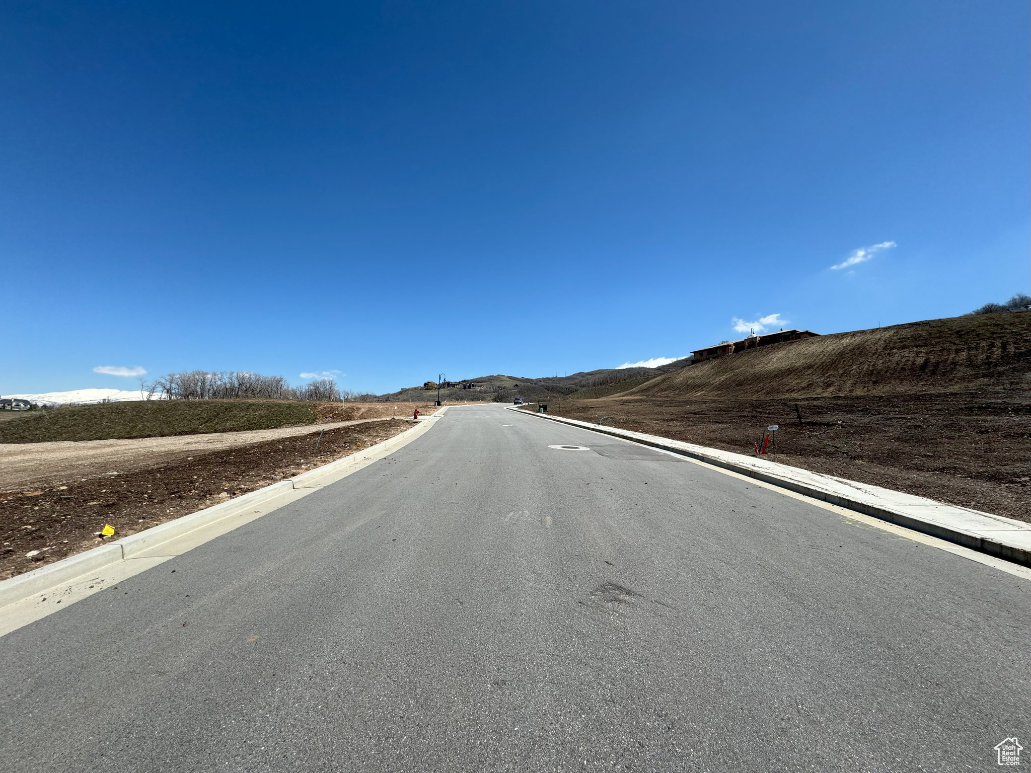 View of asphalt street featuring curbs