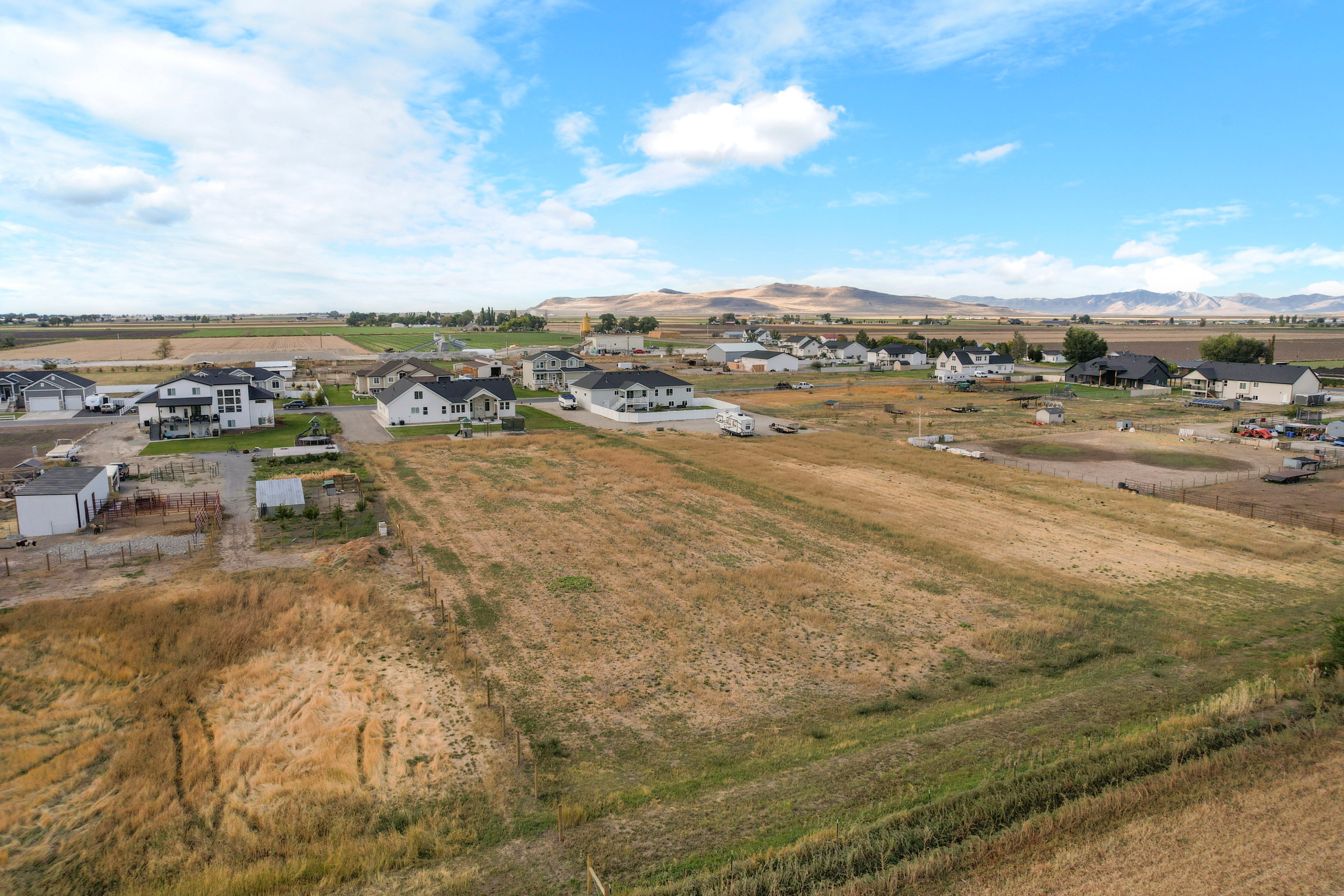 Aerial perspective of suburban area