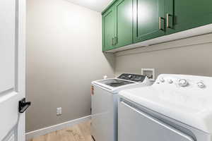 Laundry room near bedrooms with upgraded cabinetry and shelving (not shown) is convenient and keeps the room organized.