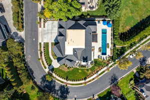 Aerial view of a pool