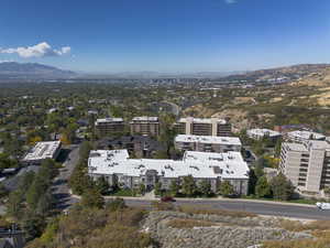 View of urban area with a mountainous background