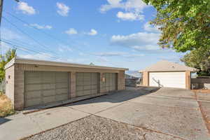 View of detached garage
