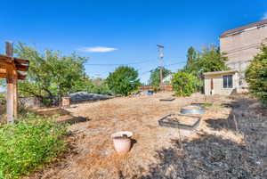 View of yard with a vegetable garden