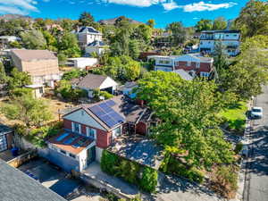 Aerial perspective of suburban area