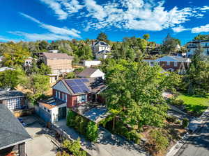 Aerial perspective of suburban area
