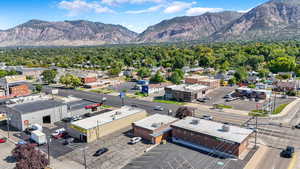 Bird's eye view of a mountain backdrop