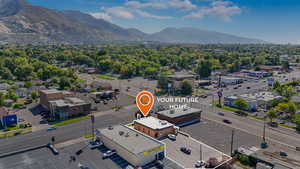 Aerial view of a mountainous background