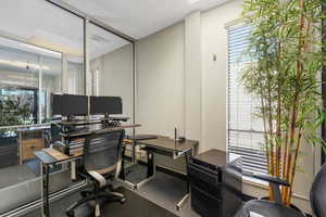 Home office featuring carpet flooring